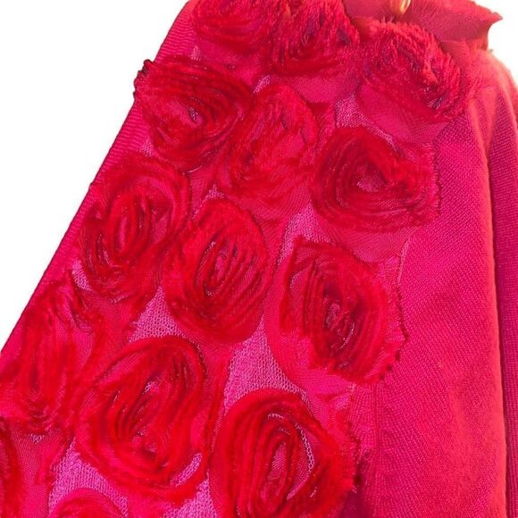 Marisa Christina Pink Cardigan Sweater with Rolled Flower Accent in Size L - Picture 5 of 14